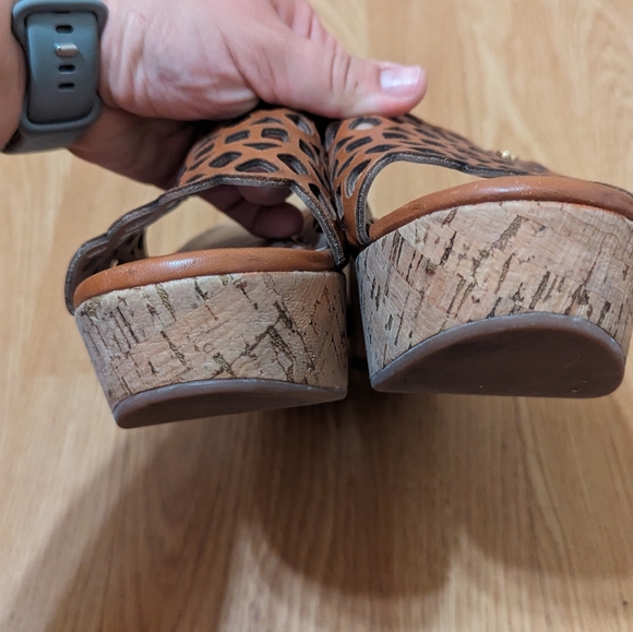 TORY BURCH Dunn Wedge Cutout Slide Sandals With Logo Size 8 - Picture 2 of 8